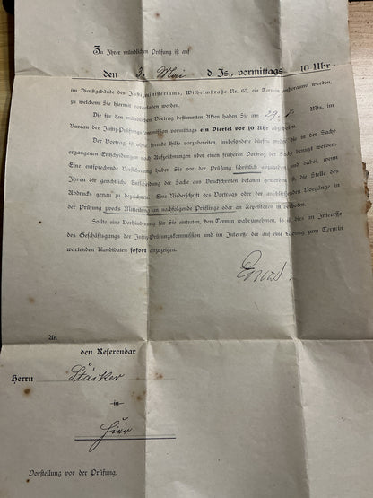 1917 Imperial Germany Justice Examination Commission Document & Registered Envelope-Berlin-WWI