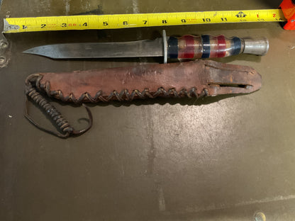 WWII Theatre Knife red clear & blue handle