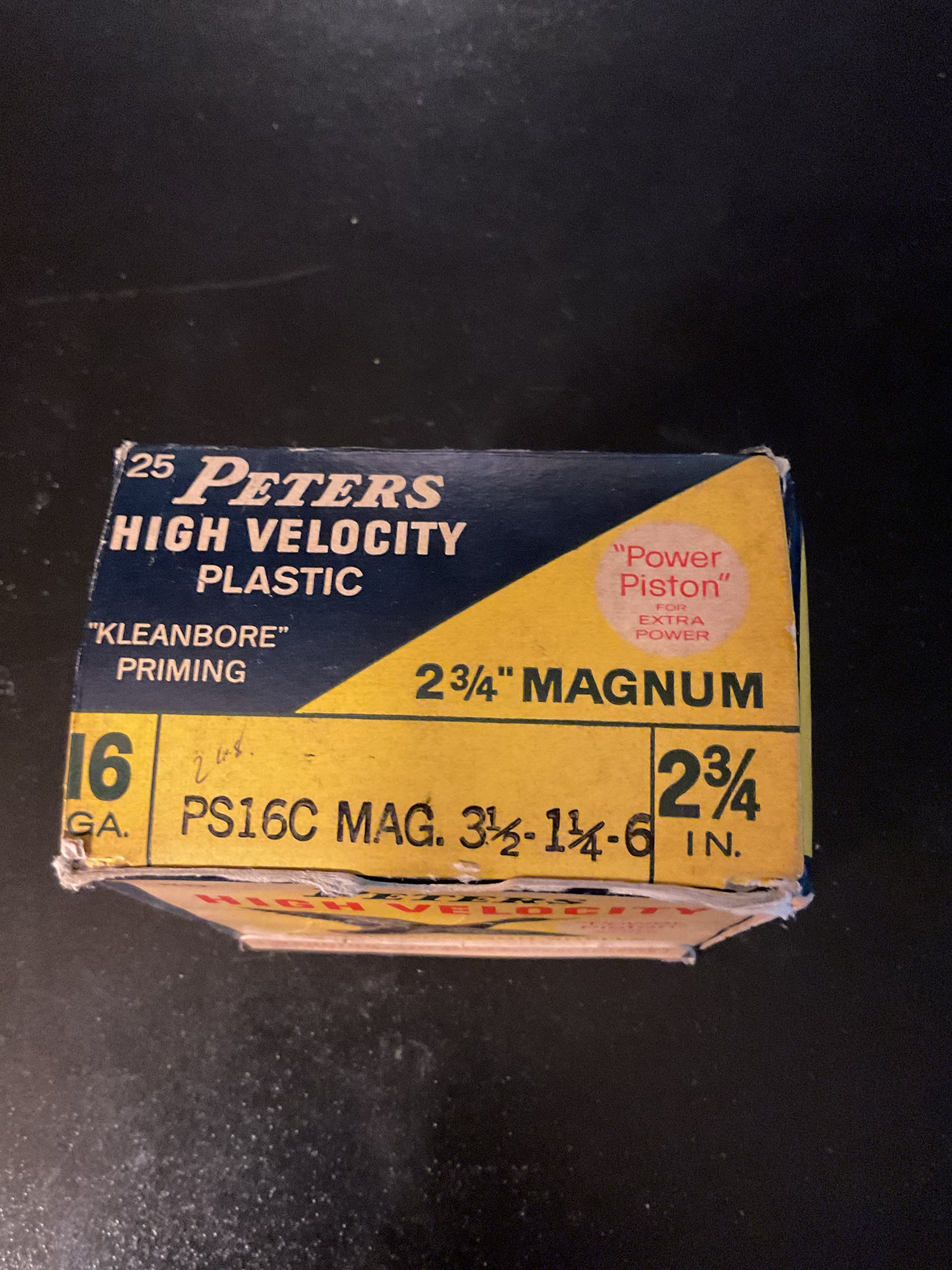 Vintage Peters High Velocity 16 Gauge 2 3/4” Magnum Shotgun Shells — Full Box of 25