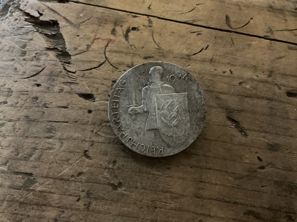 Original 1934 German Reichsparteitag Nuremberg Rally Tinnie Badge-RZM Era