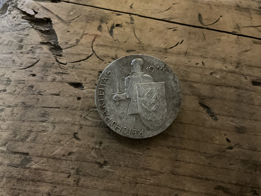 Original 1934 German Reichsparteitag Nuremberg Rally Tinnie Badge-RZM Era