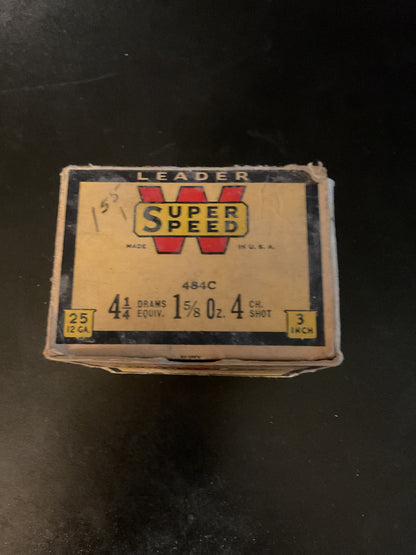 Vintage Winchester Leader Super Speed 12 Gauge 3” Magnum Shot Shells — Full Box of 25