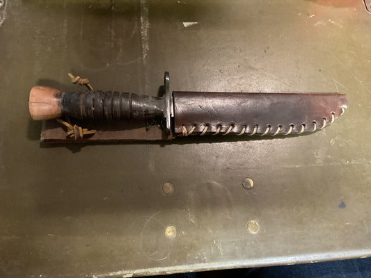 WWII Theatre Knife brown wooden handle top
