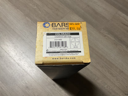 Barska Colorado 3-9x40 Rifle Scope w/ Rings-30/30 Reticle-New Old Stock