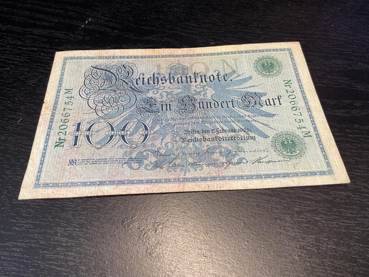 German 100 Marks Note Reichsbanknote 1908