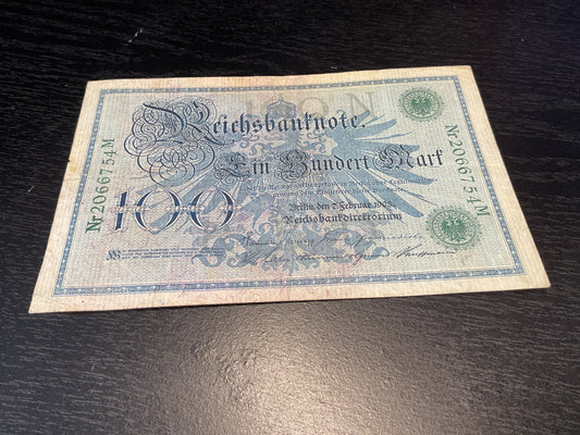 German 100 Marks Note Reichsbanknote 1908