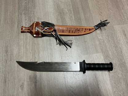 IMACASA El Salvador Large Bowie/Machete Knife w/ Decorative Leather Sheath