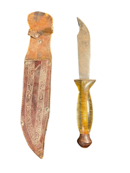 WWII Theater Knife with Decorative Leather Sheath