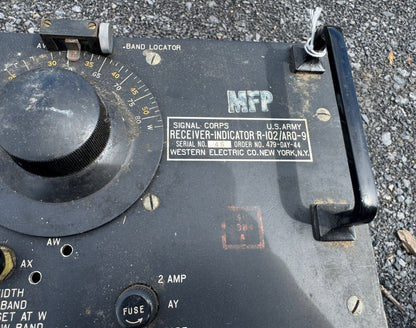 WWII U.S. Army Signal Corps R-102/ARQ-9 Receiver-Indicator – Western Electric – Rare Airborne Radio Component