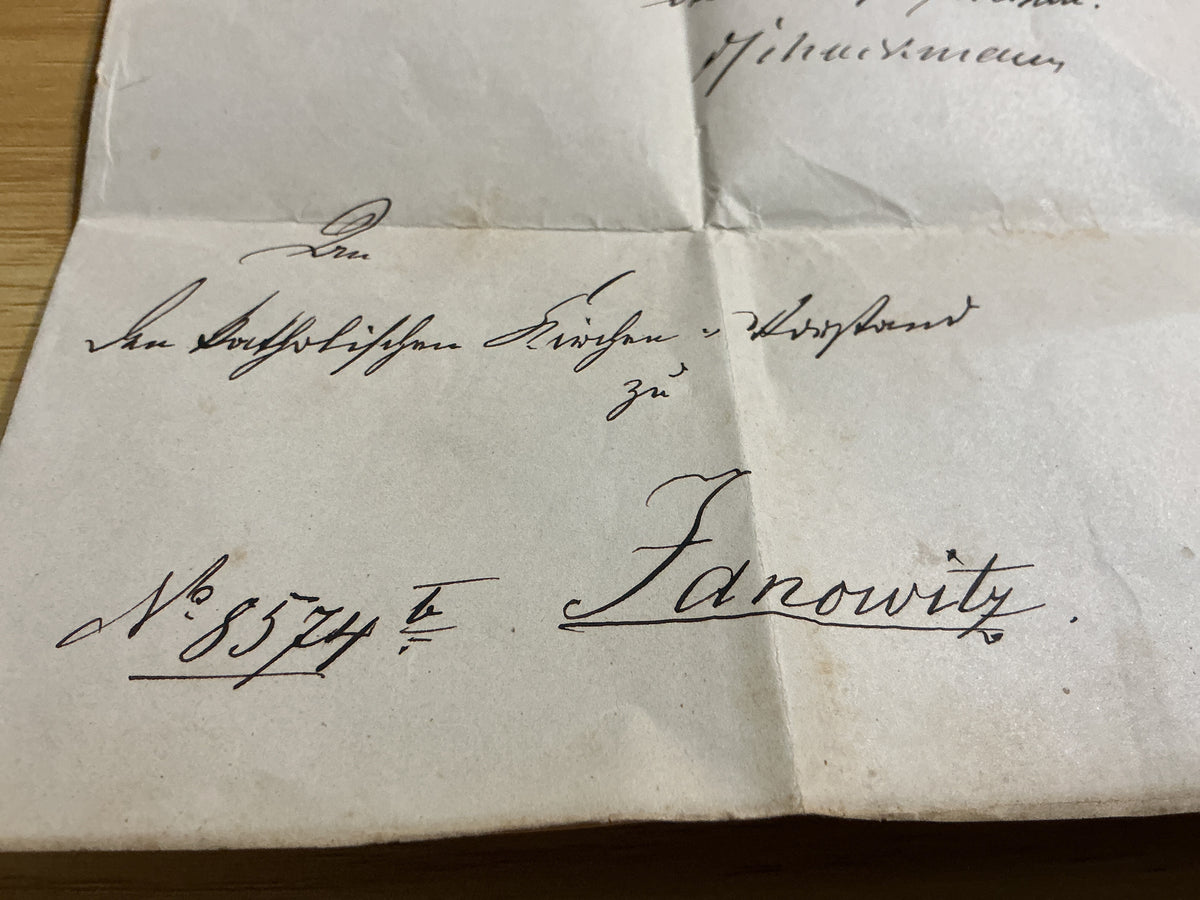 1876 Imperial German Folded Letter & Cover-Breslau to Janowitz-Church Correspondence-Wax Sealed with Stamps