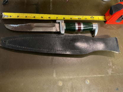 WWII Theatre Knife Green Red & Silver Handle