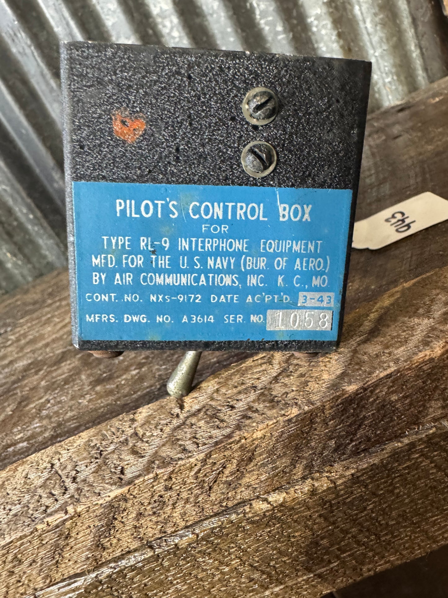 WWII U.S. Navy RL-9 Pilot’s Control Box Interphone Control Unit