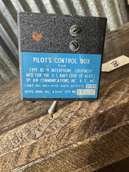 WWII U.S. Navy RL-9 Pilot’s Control Box Interphone Control Unit