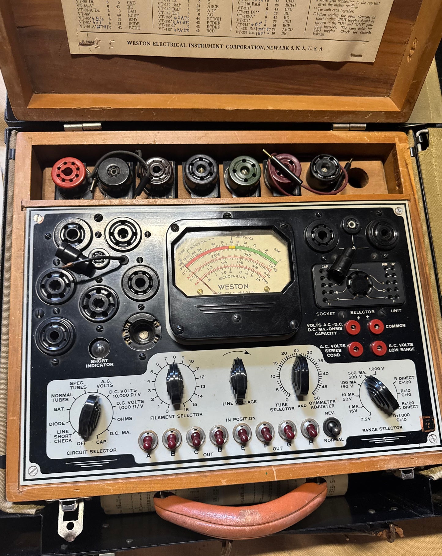 WWII U.S. Army I-56 Tube Tester Set by Weston