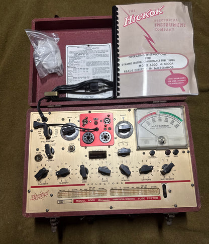 Hickok Model 6000 Micromho Dynamic Mutual Conductance Tube Tester w/ Manual