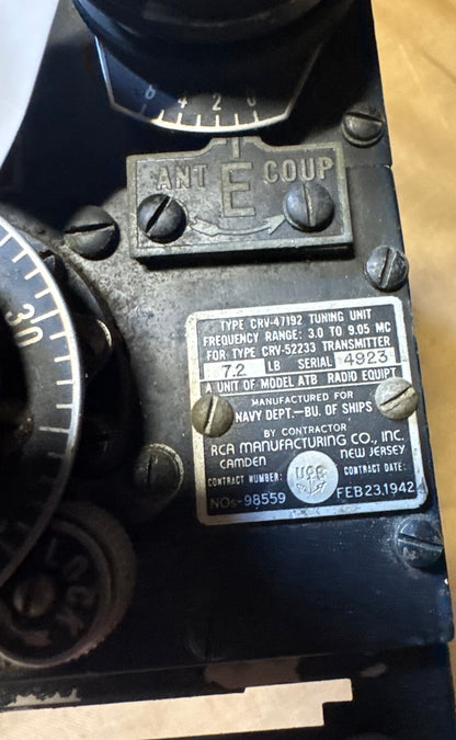 WWII RCA CRV-47192 Navy Transmitter Tuning Unit (1942)