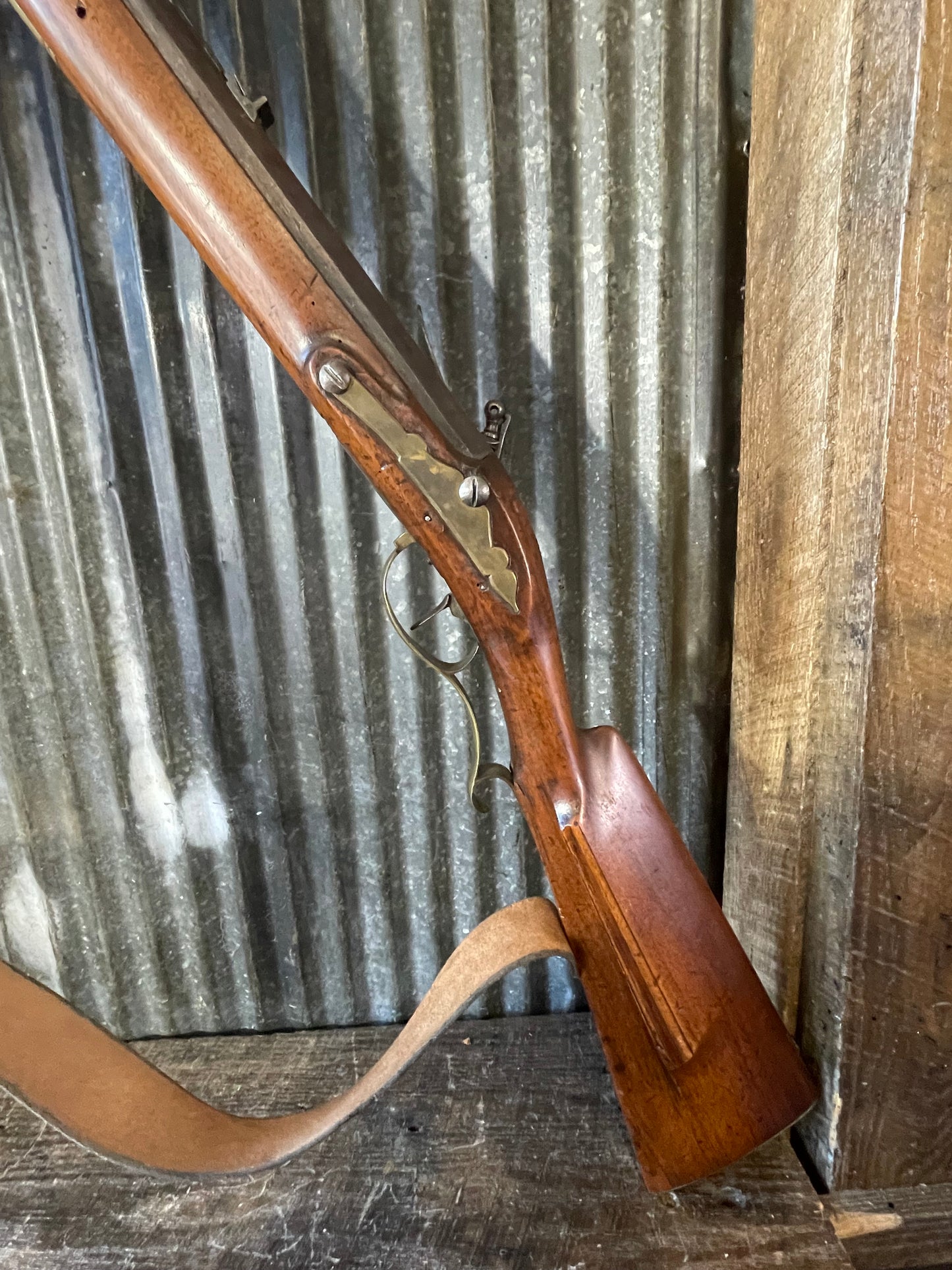 Unmarked .72 Caliber Flintlock Muzzleloading Rifle – Full Stock – Functional Lock – Early American Style