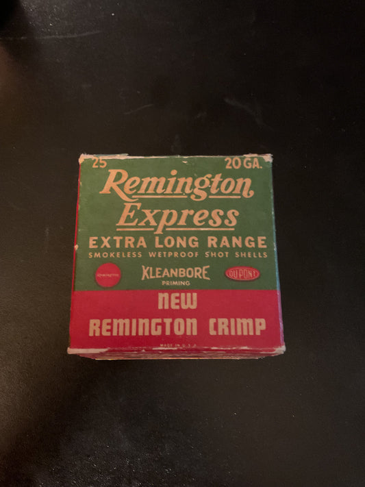 Vintage Remington Express Extra Long Range 20 Gauge Shot Shells — Partial Box of 23