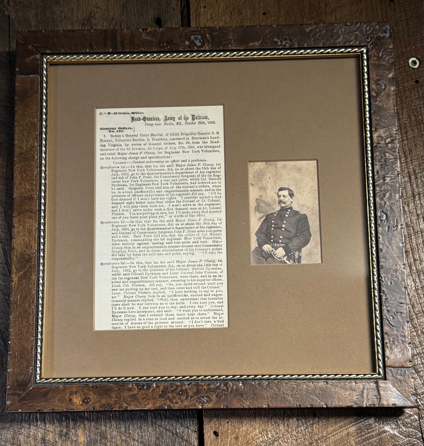 GEORGE B. McCLELLAN — CIVIL WAR COURT-MARTIAL ORDER & CDV