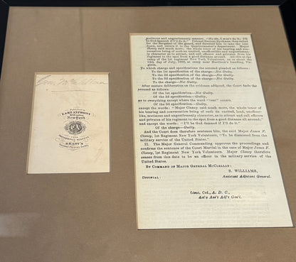 GEORGE B. McCLELLAN — CIVIL WAR COURT-MARTIAL ORDER & CDV