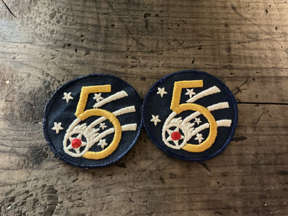 Original WWII U.S. Army Air Force 5th Air Force Shoulder Sleeve Insignia Patch-Matched Pair