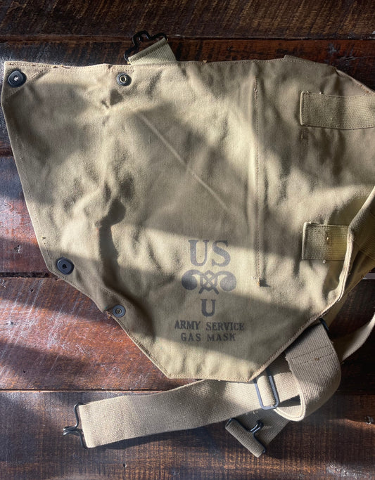 WWII Army Service Gas Mask Bag with Anti-Dim Cloth