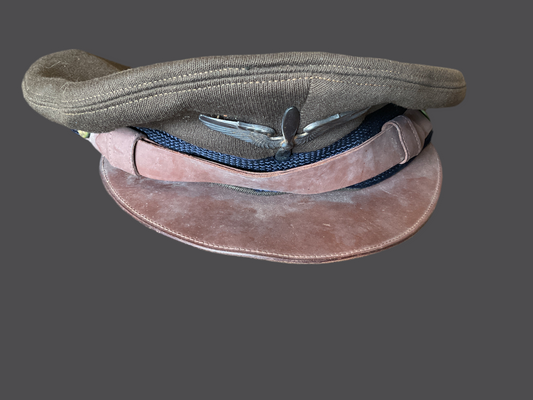 WWII US Army/Air Corps Cadette Visor Hat with Sterling Wing & Prop Hat Pin