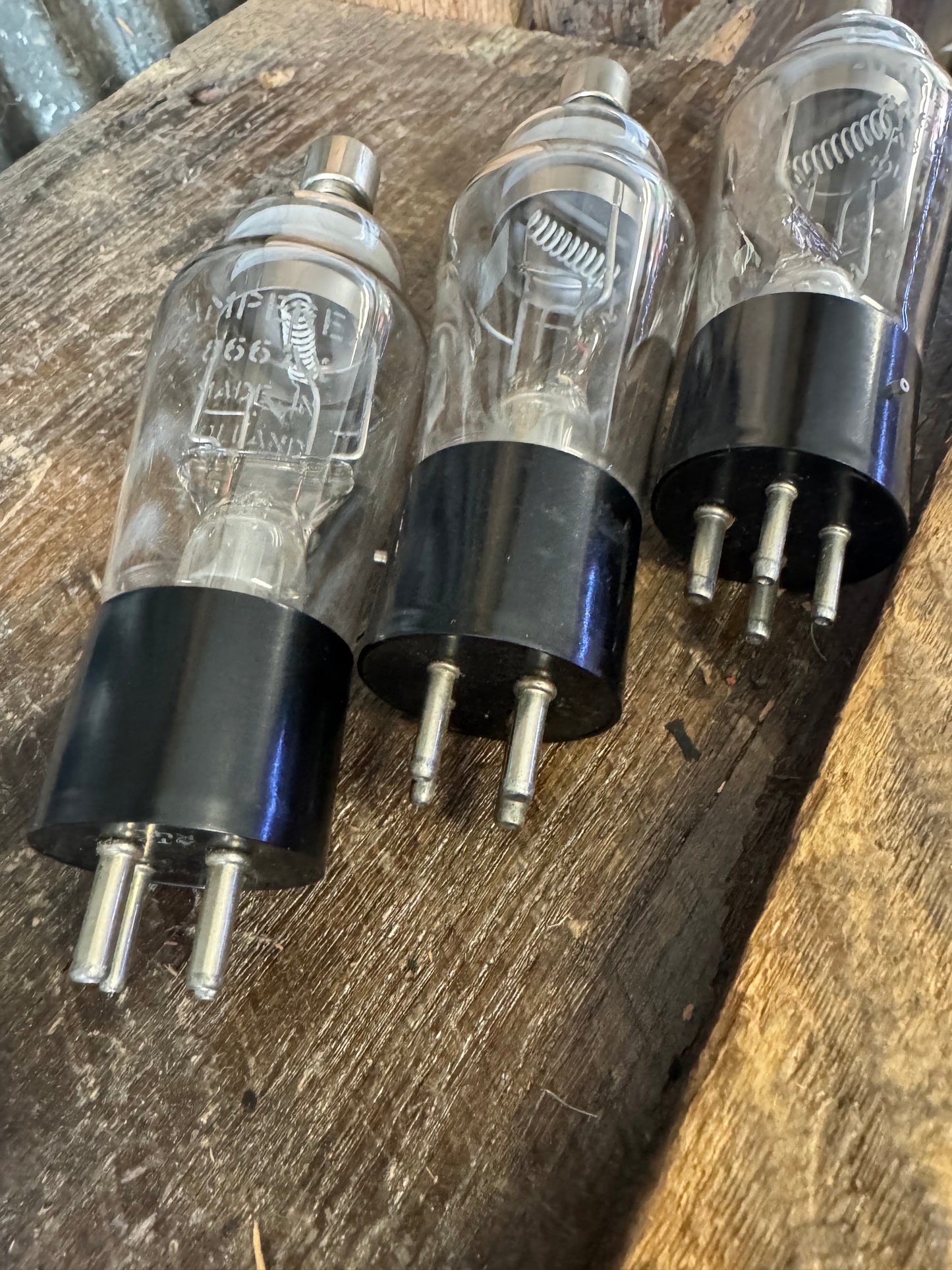 Vintage Amperex 866A Mercury-Vapor Rectifier Tubes – Lot of 3 – Large Industrial/Radio Vacuum Tubes