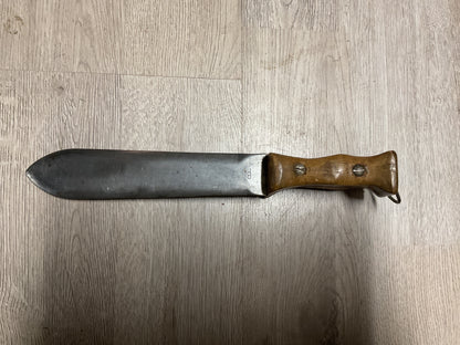 Antique Butcher Knife-Early 1900s Carbon Steel Blade-Wood Handle-Primitive Meat Cleaver Style Tool