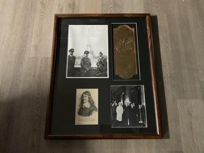 WWII German Third Reich Arno Breker Brass Door Plate Framed Historical Display