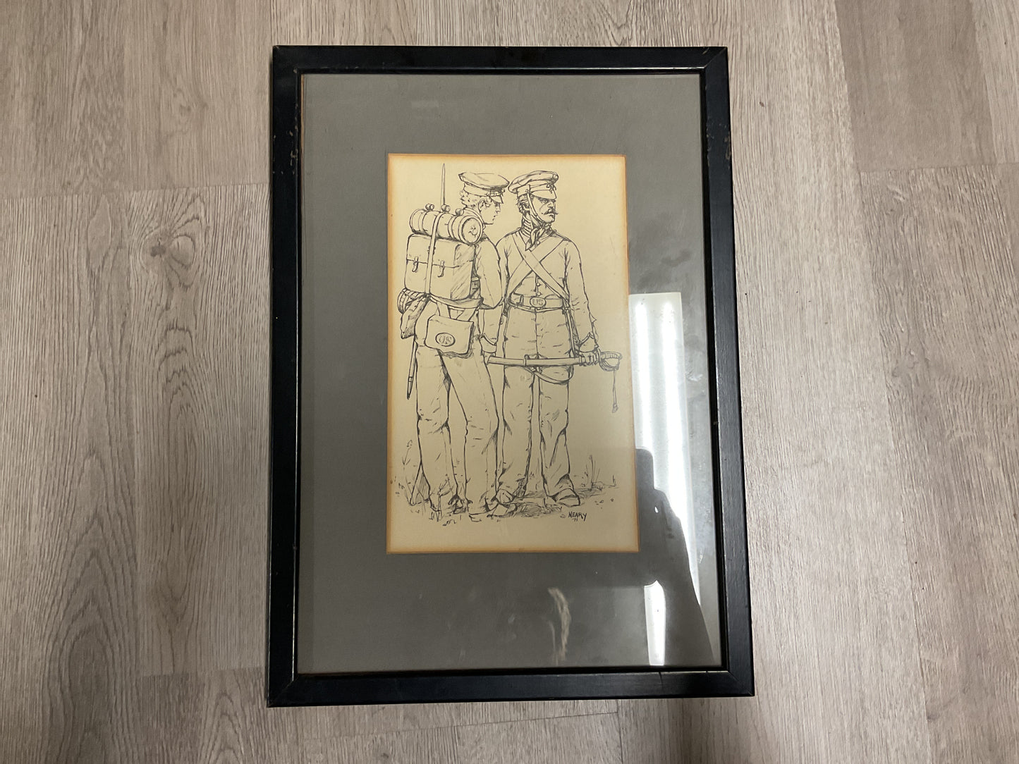 Historical Military Themed Ink & Paper Drawing