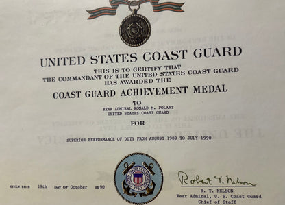 UNITED STATES COAST GUARD

REAR ADMIRAL RONALD M. POLANT

NAMED AVIATION & COMMAND GROUPING