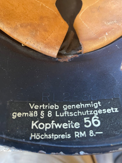 WWII German Luftschutz Gladiator Helmet – Named “RABAS” – Complete Liner
