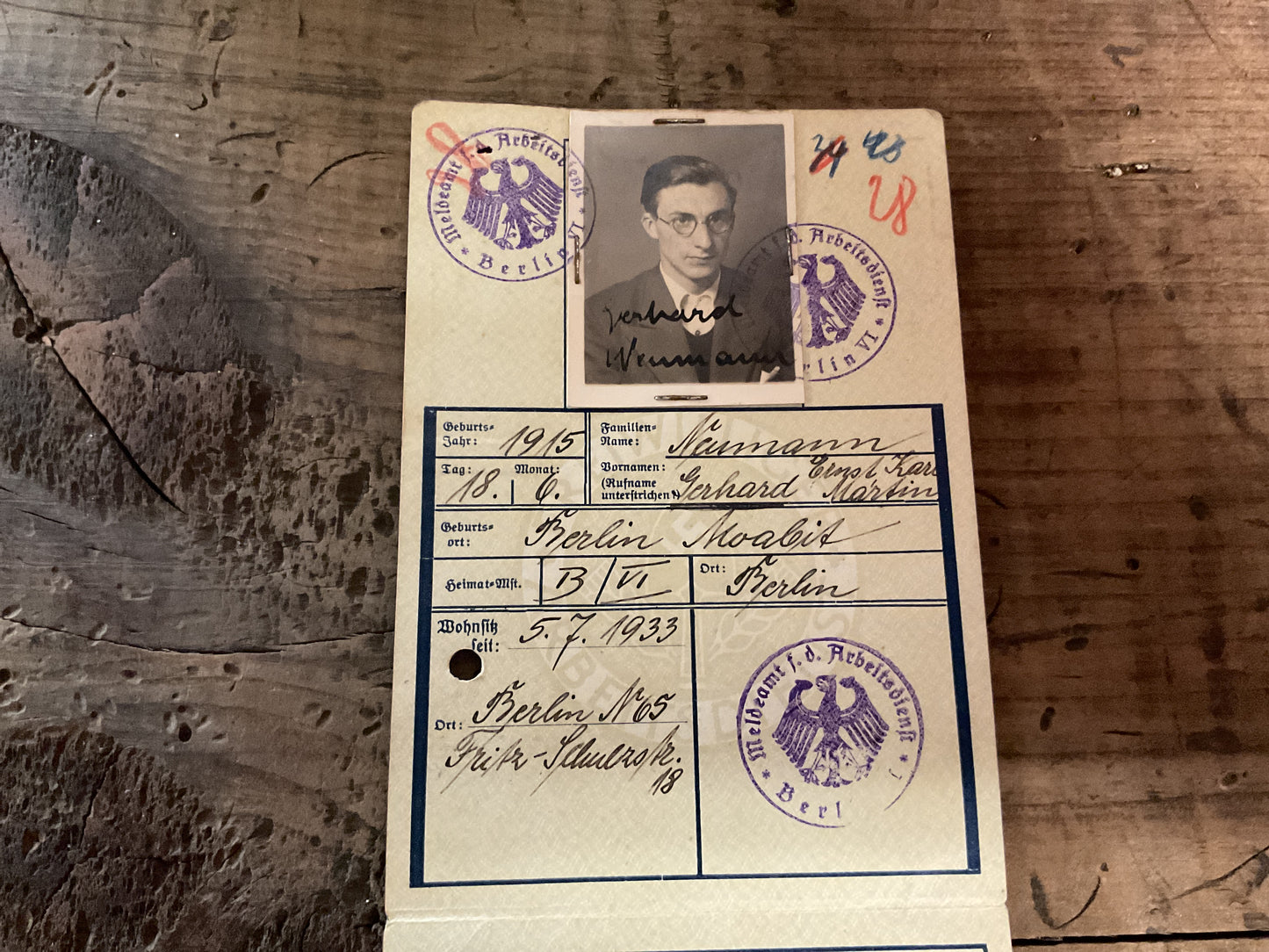 Original 1935 German Freiwillinger Arbeitsdienst (FAD) Service ID Booklet-Named
