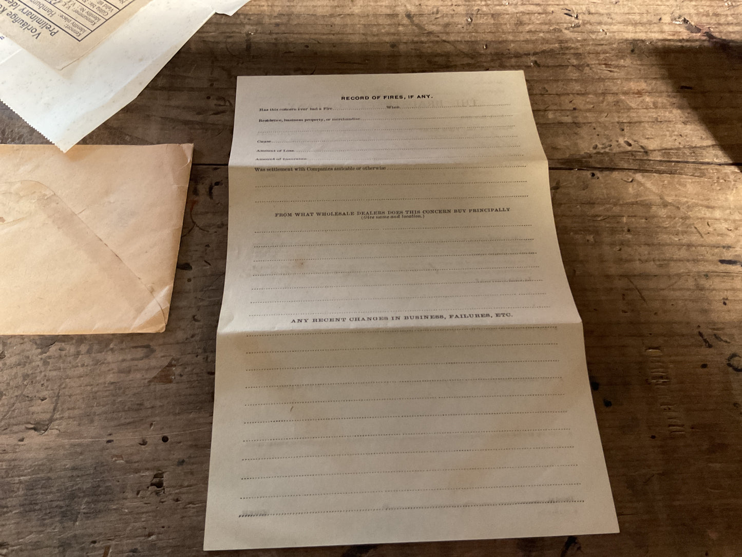 1919 Bradstreet Company Credit Inquiry-Indiana, Pa, Original Envelope & Forms. April 2, 1919
