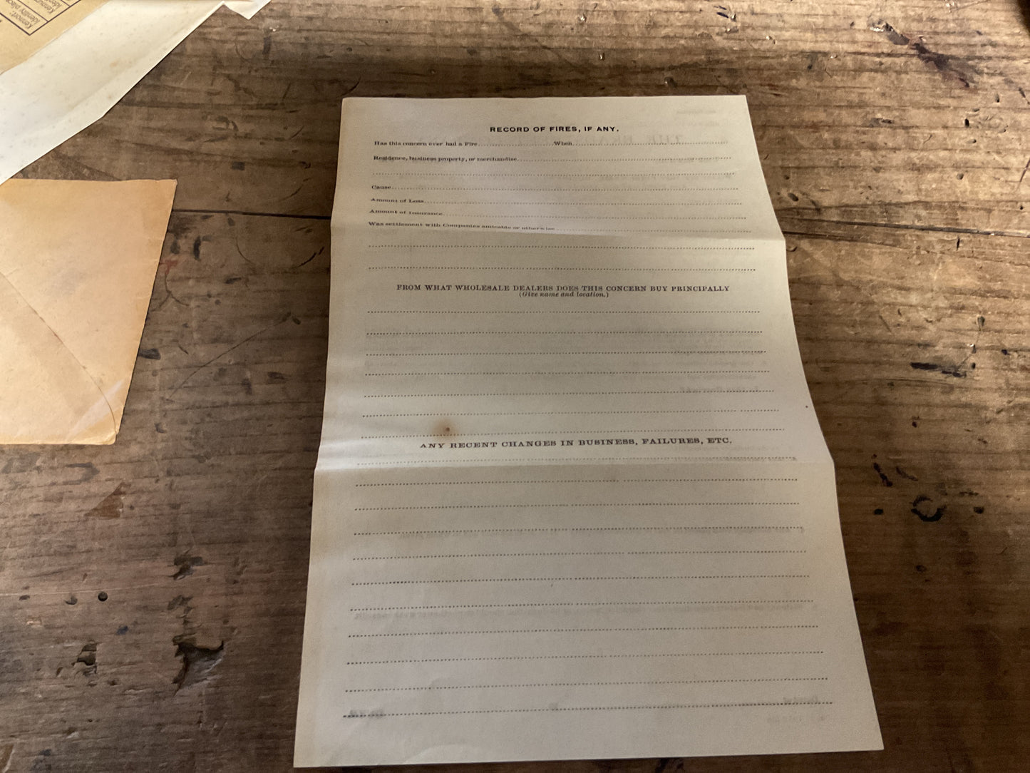 1919 Bradstreet Company Credit Inquiry-Indiana, Pa, Original Envelope & Forms. April 2, 1919