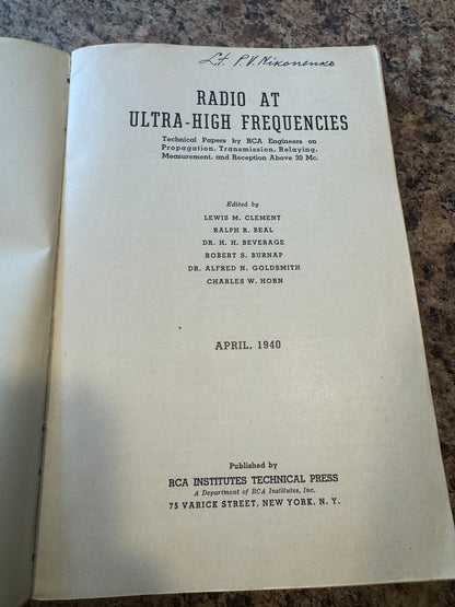 RCA “Radio at Ultra-High Frequencies” – 1940 – Pre-WWII Tech