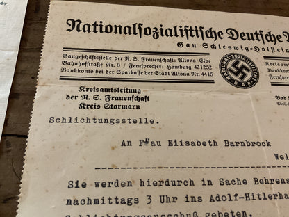 Elisabeth Barnbrock 1936 NS-Frauenschaft Dispute Archive-Hamburg-Wellingbuttel-Named WWII German Document Group