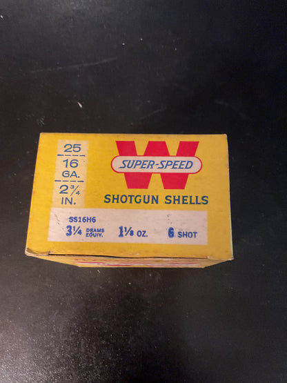 Vintage Winchester Super-Speed 16 Gauge Shotgun Shells — Full Box of 25