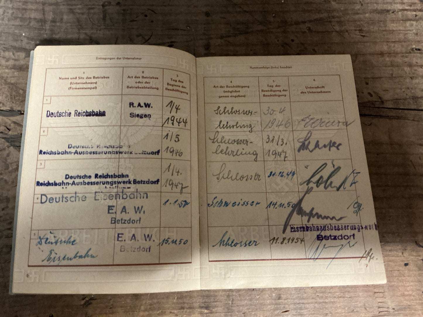 Original WWII German Third Reich Arbeitsbuch & Portrait Photo-Named Deutsche Reichsbahn Worker, Gerhard Becker-1944 Issue