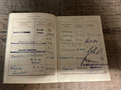 Original WWII German Third Reich Arbeitsbuch & Portrait Photo-Named Deutsche Reichsbahn Worker, Gerhard Becker-1944 Issue