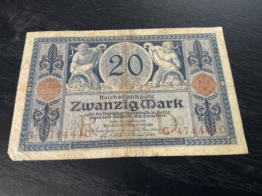 German 20 Note Reichsbanknote 1915