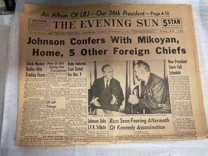 The Evening Sun Nov 26, 1963 “Johnson Confers”