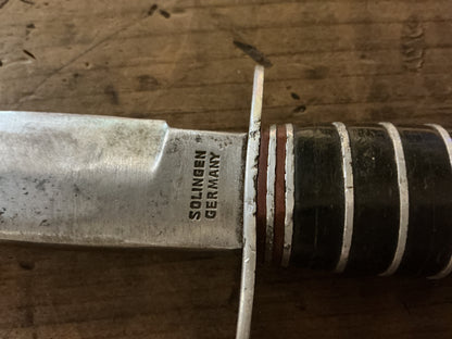 Vintage Sheriff Knife-Solingen Germany-Fixed Blade Hunting Knife w/ Original Sheath