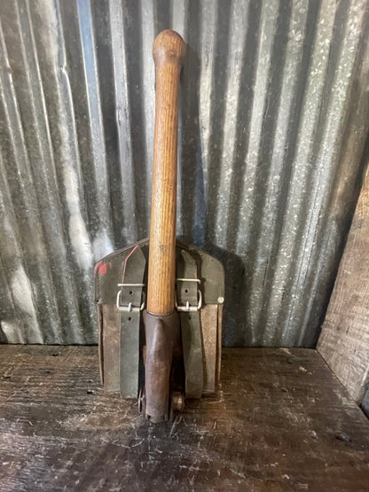 West German Bundeswehr Entrenching Tool & Carrier – Folding Pick/Shovel Combination