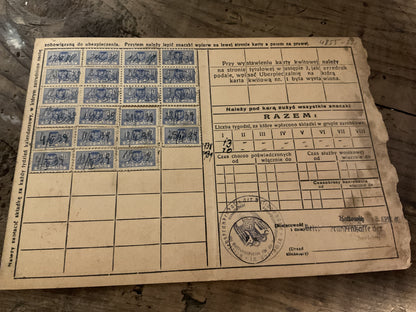 German Occupied Poland Social Insurance Card-Katowice-Eagle and Swastika Stamped