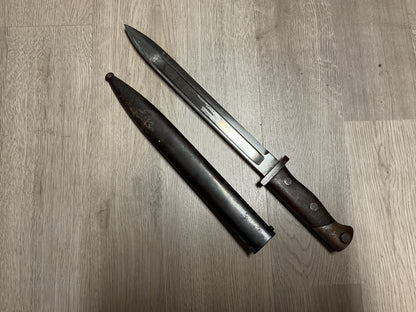 Vintage Military Mauser-Pattern Bayonet w/ Steel Scabbard-Scabbard #3922