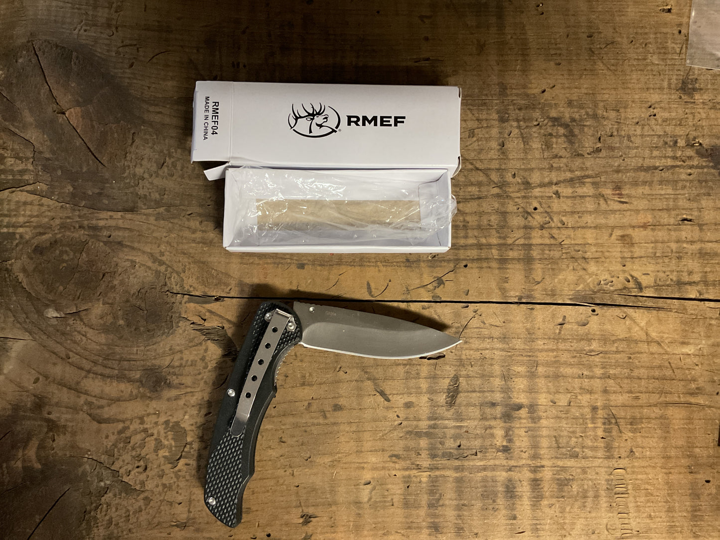 REMF Pocket Knife New in Box Black Handle Lockback w/Box