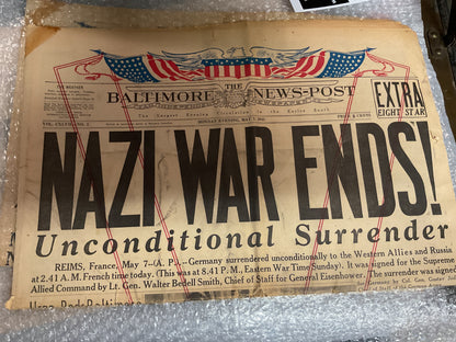The Baltimore News Post May 7, 1945 “unconditional surrender”