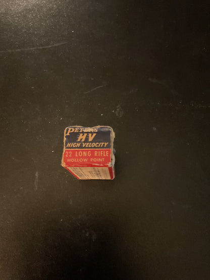 Vintage Peters High Velocity .22 Long Rifle Hollow Point Rimfire Cartridges — Full Box of 50